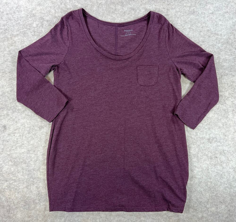 Motherhood Maternity 3/4 Sleeve Pocket Tee T Shirt Burgundy Medium